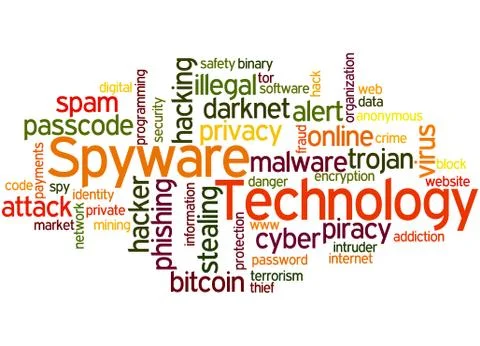 Spyware Technology word cloud concept 스톡 일러스트