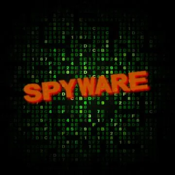 Spyware text on hex code illustration Stock Illustration