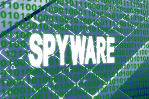 Spyware text over binary code Stock Illustration