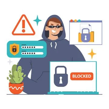 Spyware threat concept. Flat vector illustration Stock Illustration