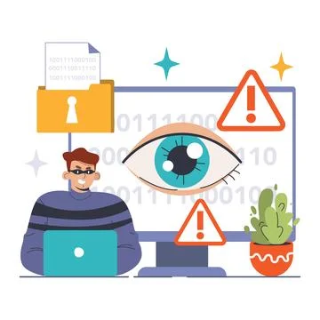 Spyware threat concept. Flat vector illustration. Stockillustratie