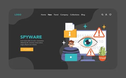 Spyware threat concept. Flat vector illustration. Illustrazione stock