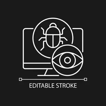 Spyware white linear icon for dark theme Stock Illustration