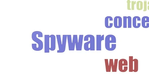 Spyware Word Cloud Animated Isolated On White Stock Footage 107232419