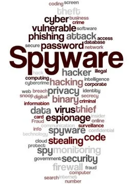 Spyware, word cloud concept Illustrazione stock