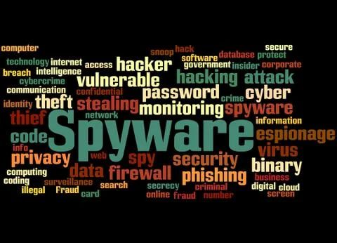 Spyware, word cloud concept Illustrazione stock