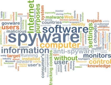 Spyware wordcloud concept illustration Illustrazione stock