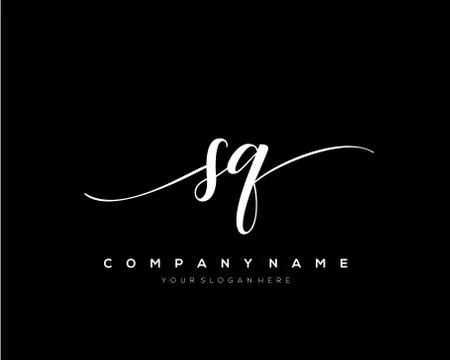 SQ Initial Letter handwriting logo hand drawn template vector Stock Illustration