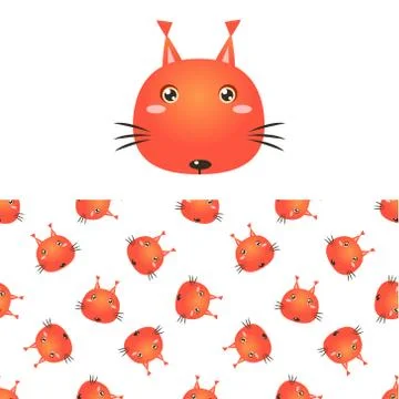 Sqirrel Head Icon And Pattern Stockillustratie