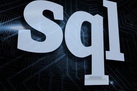Sql against futuristic black and blue background Stockillustratie