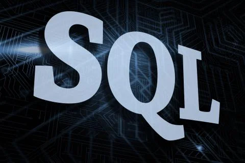 Sql against futuristic black and blue background Stockillustratie