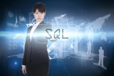 Sql against glowing technological background Stock Illustration
