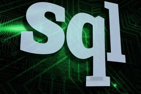 Sql against green and black circuit board Иллюстрация