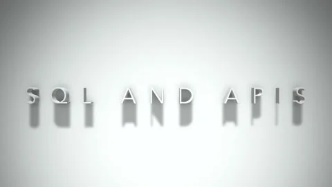 Sql and apis 3D title animation white text on a white background Stock Footage 299368889