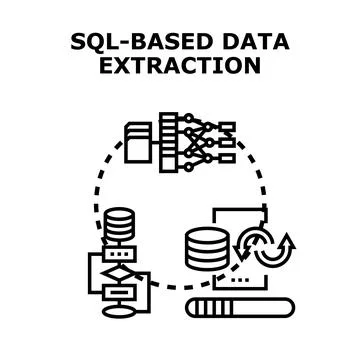 Sql based data extraction processing information system 스톡 일러스트
