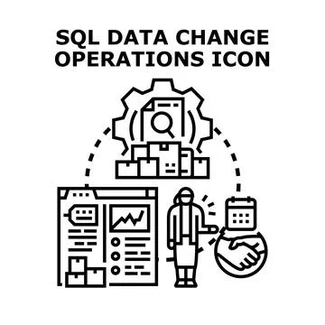 Sql data change operations concept vector illustration Illustrazione stock