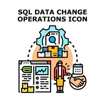 Sql data change operations concept vector illustration Stock Illustration