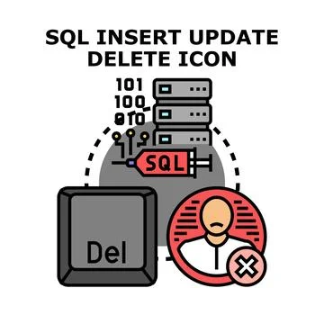 Sql data operations, injection, deleting access concept Stock Illustration