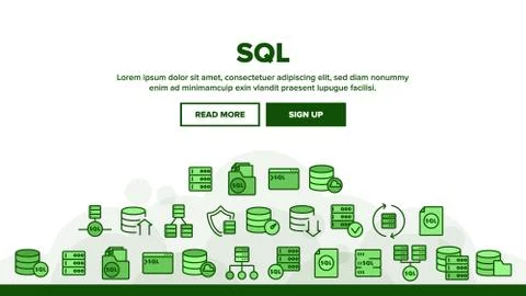 Sql Database Landing Header Vector Illustrazione stock