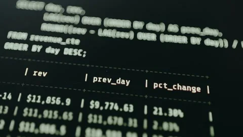SQL database query running in terminal interface Stock Footage 332893162