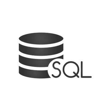 SQL Database, Server Isolated Flat Web Mobile Icon with SQL word. Vector Stock Illustration