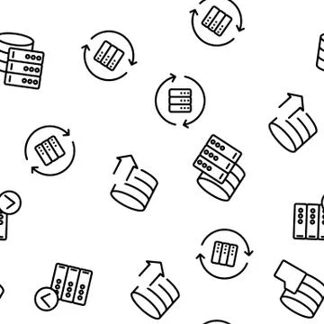 Sql Database Vector Seamless Pattern 库存插图