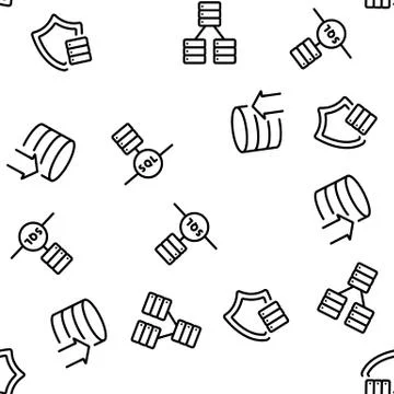 Sql Database Vector Seamless Pattern 库存插图
