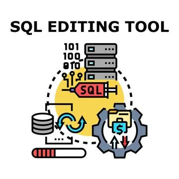 Sql editing tool managing database information coding Stock Illustration