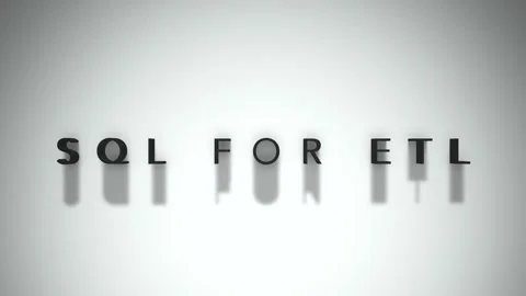 Sql for etl movie title matte black text over a white background Stock Footage 301837405