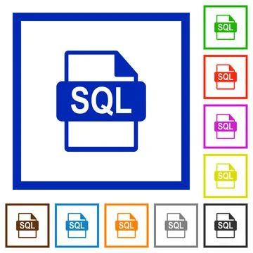 SQL file format flat framed icons イラスト素材