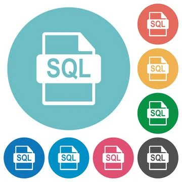 SQL file format flat round icons Stock Illustration