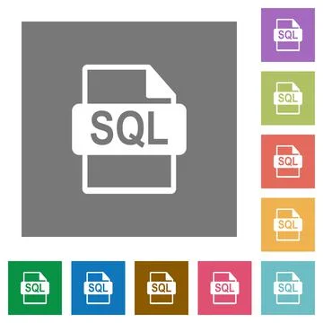 SQL file format square flat icons Stock Illustration