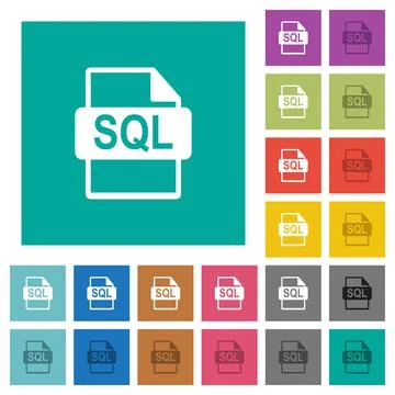 SQL file format square flat multi colored icons Illustrazione stock