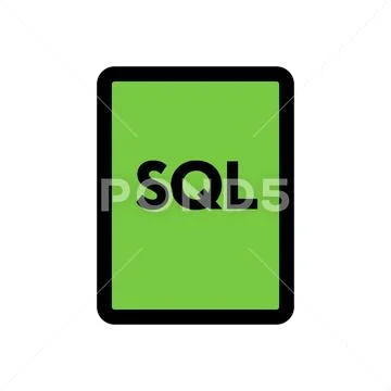 SQL file icon line isolated on white background. Black flat thin icon on mo.. Stockillustratie