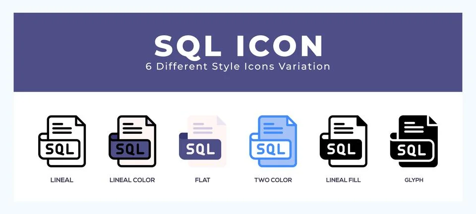 Sql file icon set pack vector illustration. 스톡 일러스트