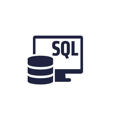 SQL icon with a database and computer Stock Illustration