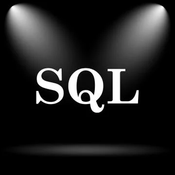 SQL icon. Internet button on black background.. Stock Illustration