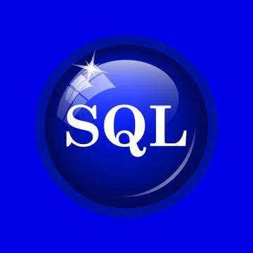 SQL icon. Internet button on blue background. . Stock Illustration
