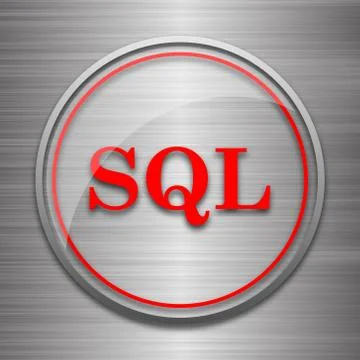 SQL icon. Internet button on metallic background.. 스톡 일러스트