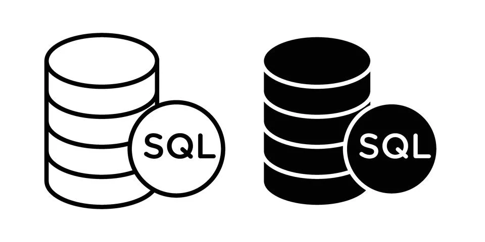 SQL icon set modern line and solid style collection. Stock Illustration