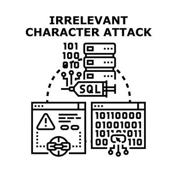 Sql injection attack causing data breach vulnerability Stock Illustration