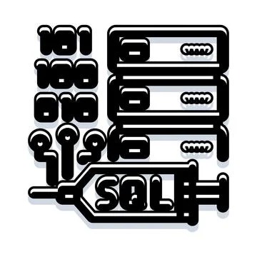 Sql injection attacking data server cyber security system Stock Illustration