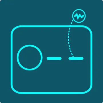 SQL Injection icon: header circle, two clean data fields, intact boundary Stock Illustration