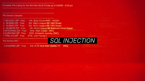SQL Injection Text on hacking background screen Stock Footage 317058419