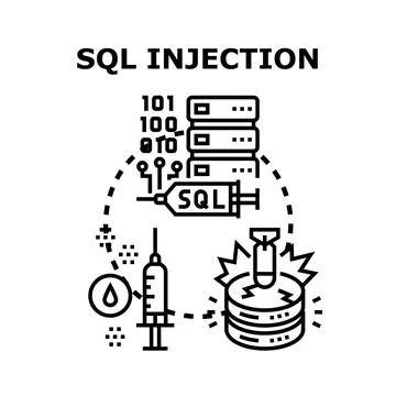 Sql injection vulnerability hacking database security concept Stock Illustration