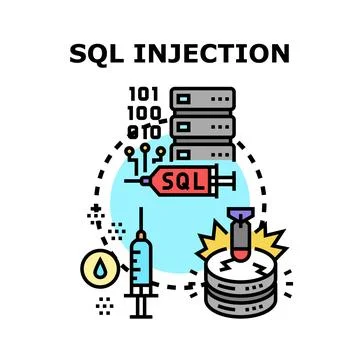 Sql injection vulnerability hacking database security concept Stock Illustration
