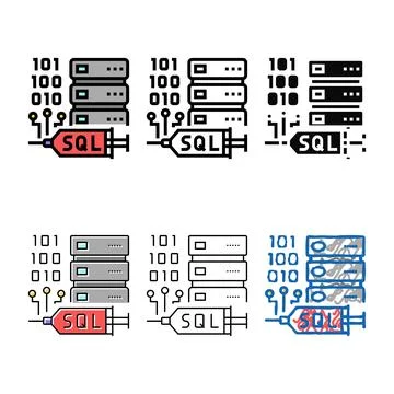 Sql injections color variants icon vector Stock Illustration
