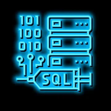 Sql injections neon glow icon illustration Stock Illustration