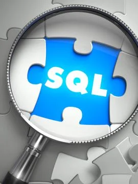 SQL - Missing Puzzle Piece through Magnifier 스톡 일러스트