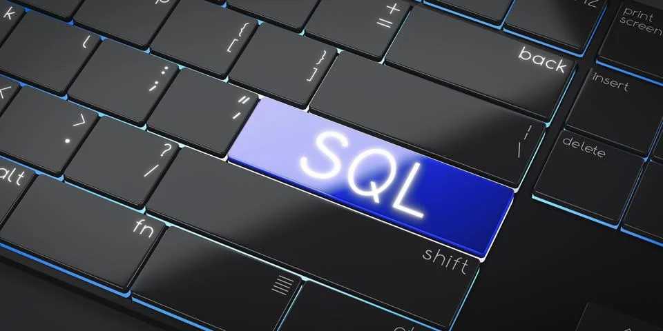 SQL - modern computer keyboard - 3D illustration Stock Illustration